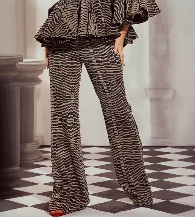 nikita mhaisalkar black & white byzantine flared pants