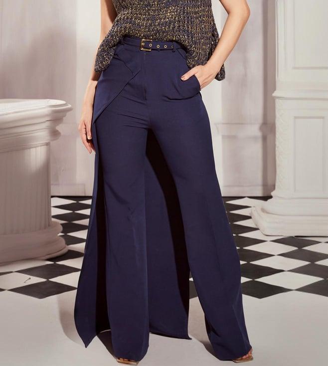 nikita mhaisalkar navy blue navy round up pants