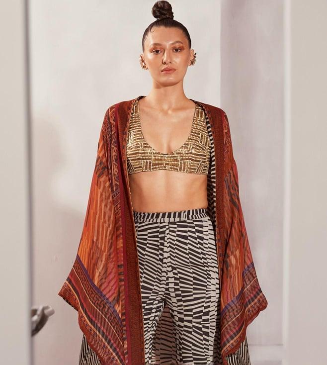 nikita mhaisalkar golden mosaic brick embroidered bralette