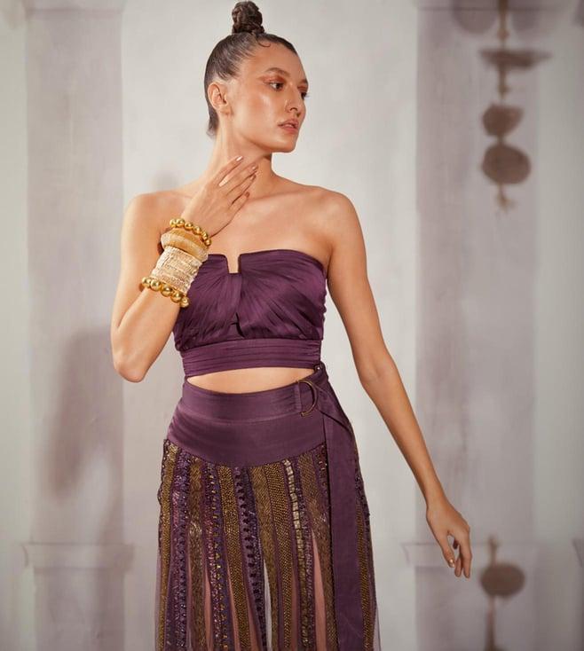 nikita mhaisalkar aubergine pleated crop top