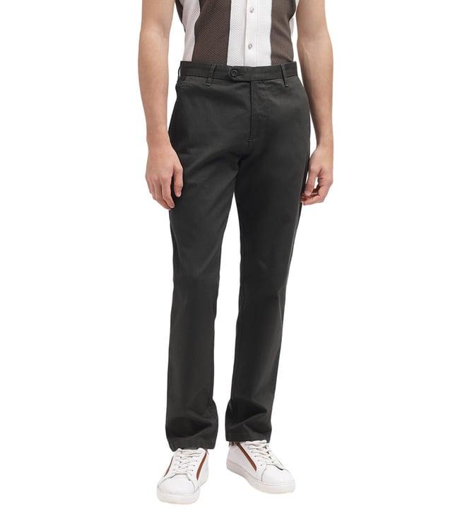 iconic olive regular fit flat front trousers