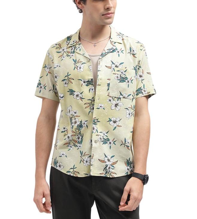 iconic yellow floral print comfort fit shirt