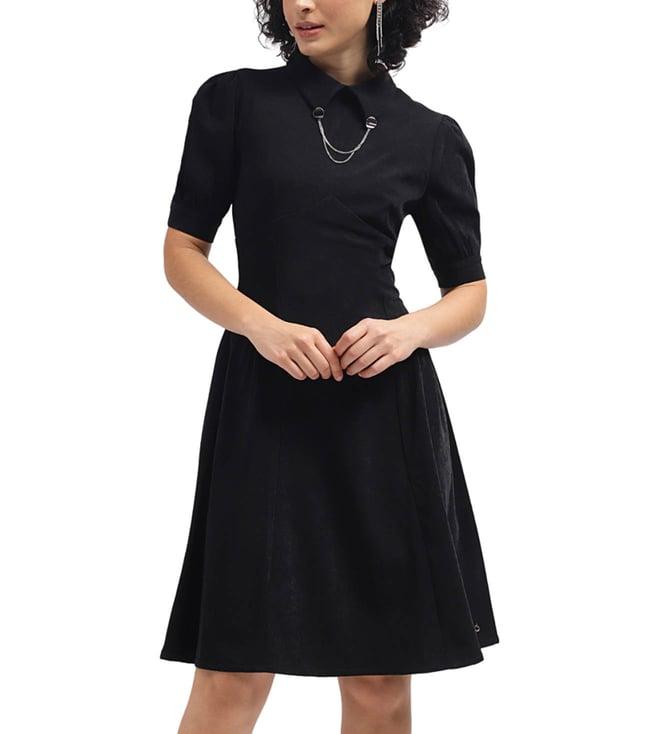 iconic black flare fit dress