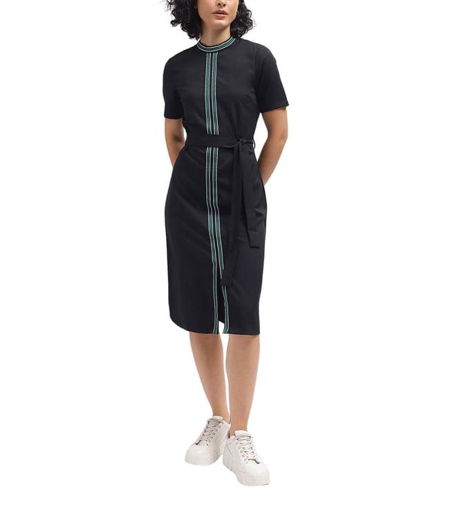 iconic black striped regular fit dress