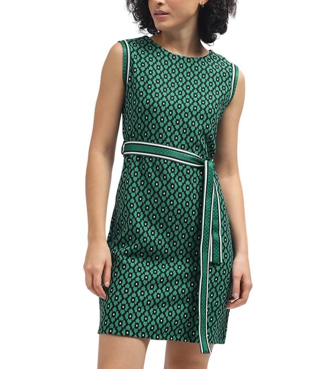 iconic green bodycon geometric print regular fit dress