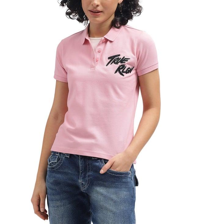 true religion pink logo regular fit polo t-shirt