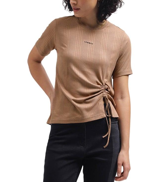 iconic brown ribbed regular fit top