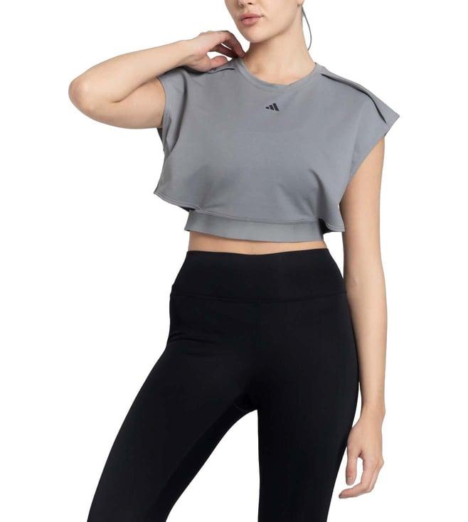 adidas grey logo regular fit crop top