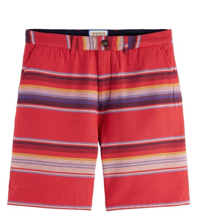 scotch & soda red stripes regular fit shorts