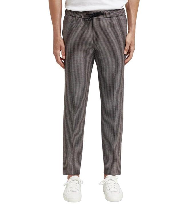 scotch & soda multi checks regular fit trousers