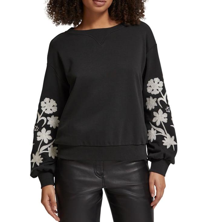 scotch & soda evening black embroidery relaxed fit sweatshirt