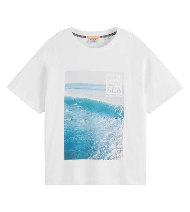 scotch & soda white printed boxy fit t-shirt