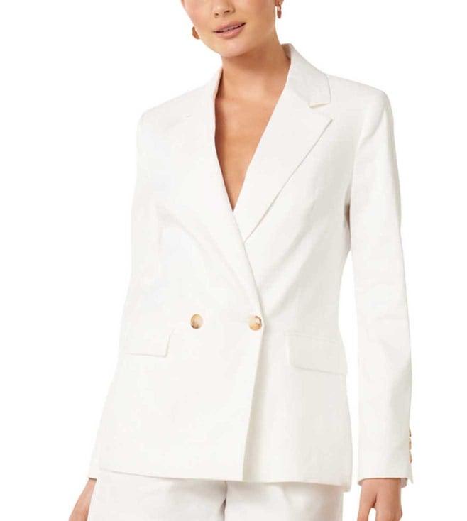 forever new x pooja hegde porcelain alex double breasted regular fit blazer