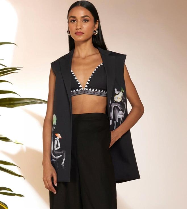 masaba charcoal black tropicool sleeveless blazer