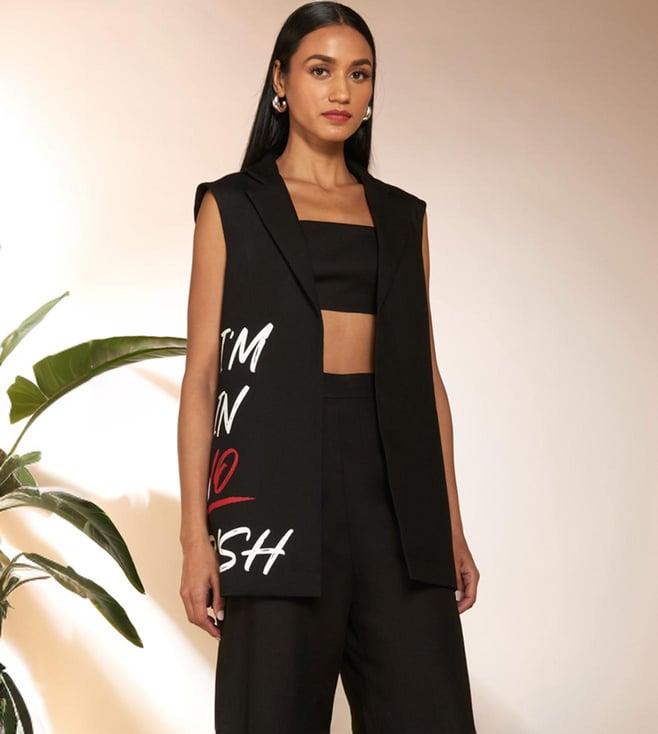 masaba black i'm in no rush slogan blazer