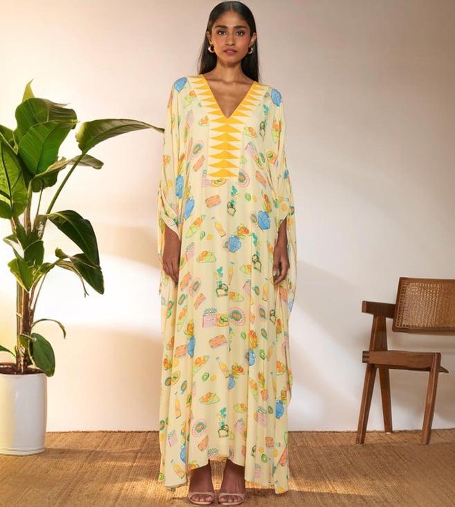 masaba ivory everyday things ruched kaftan