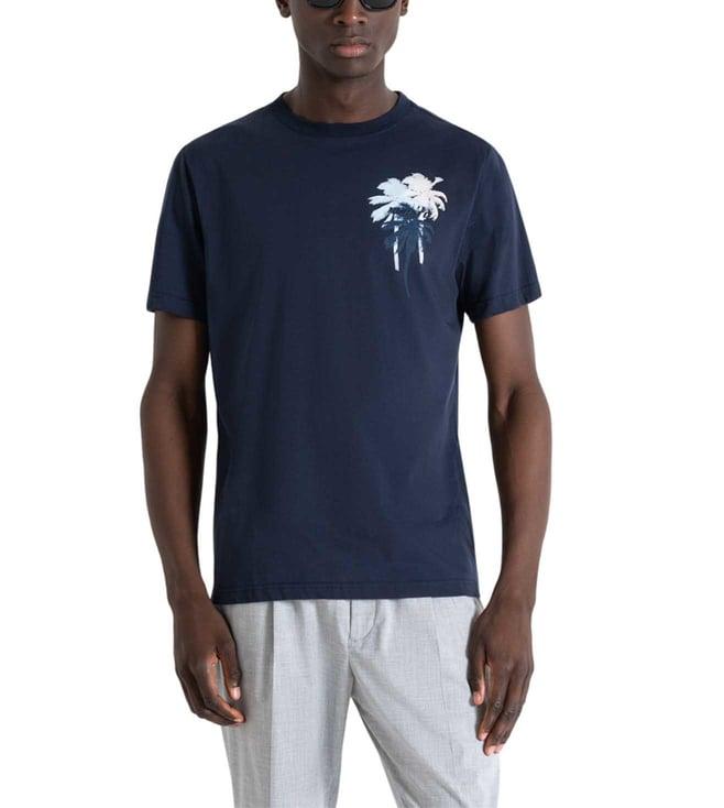 antony morato blue printed regular fit t-shirt