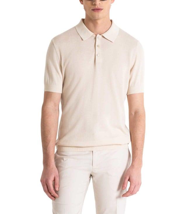 antony morato beige slim fit polo t-shirt