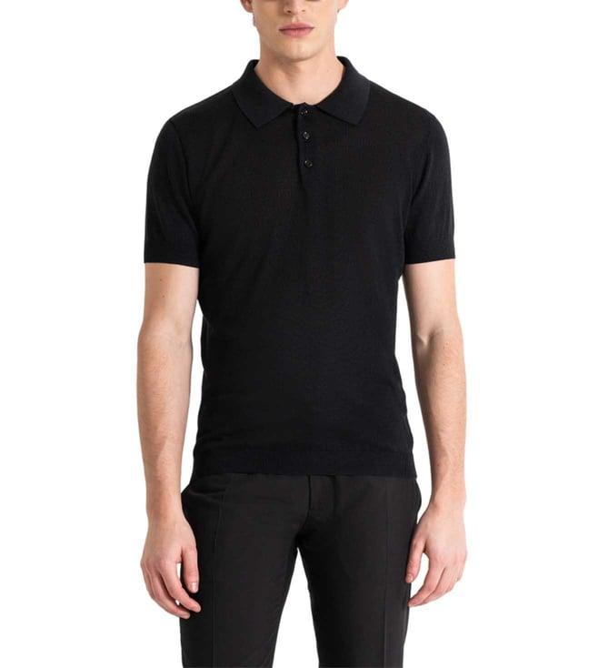 antony morato black slim fit polo t-shirt