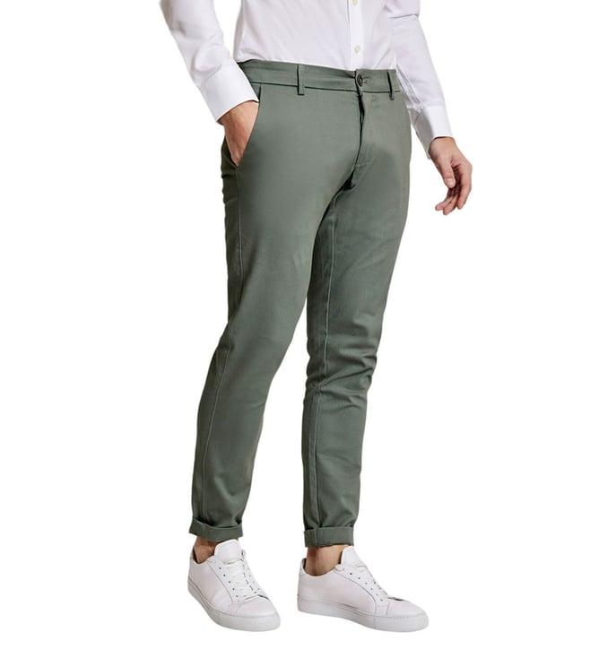 bruun & stengade green slim fit flat front trousers