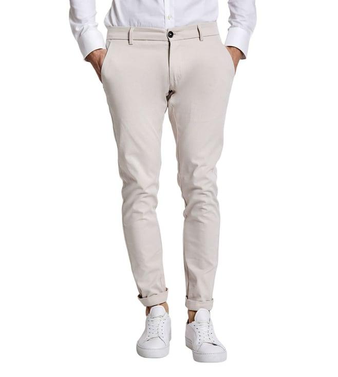 bruun & stengade beige slim fit flat front trousers