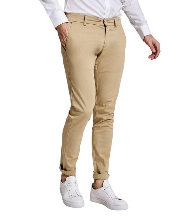 bruun & stengade beige slim fit flat front trousers