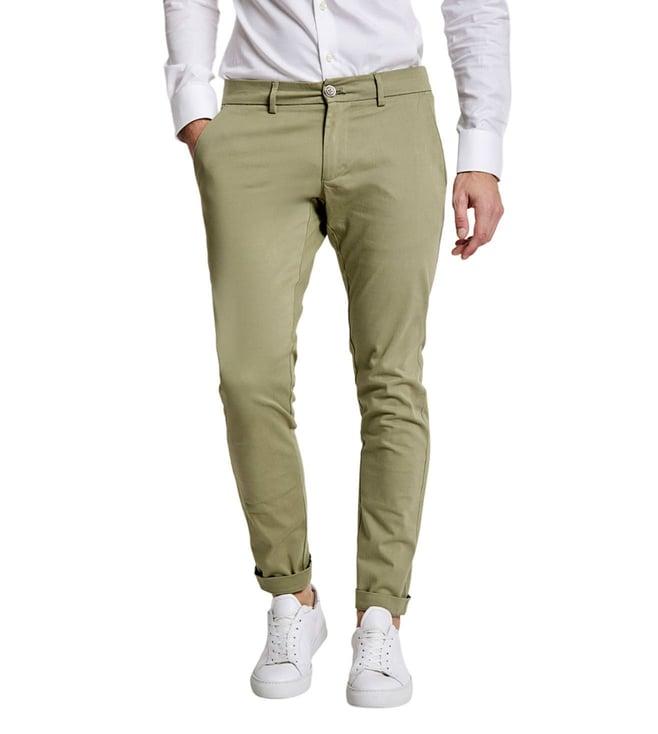 bruun & stengade green slim fit flat front trousers