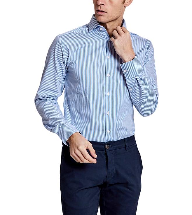 bruun & stengade blue striped slim fit shirt