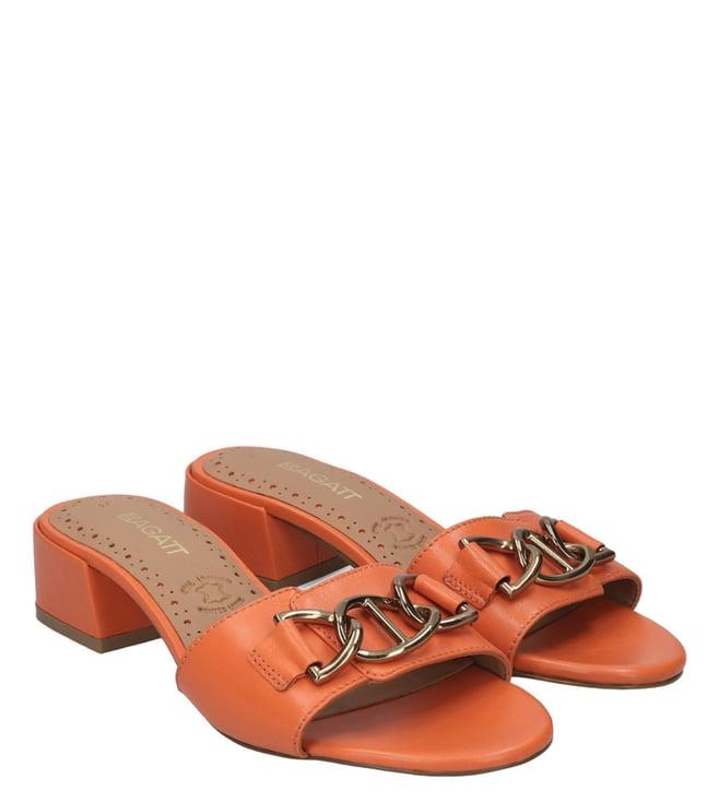 bagatt women's ring orange slide sandals