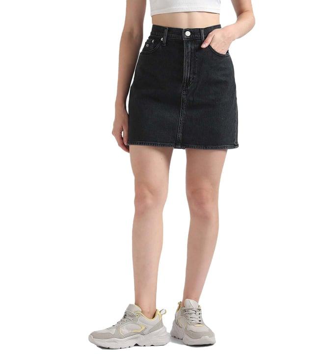 tommy hilfiger denim black relaxed fit skirt