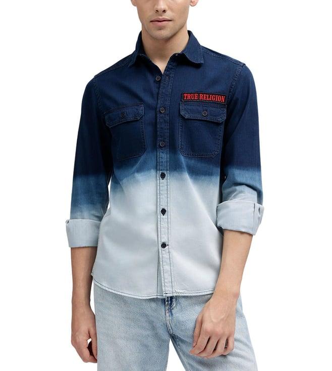 true religion blue logo regular fit shirt