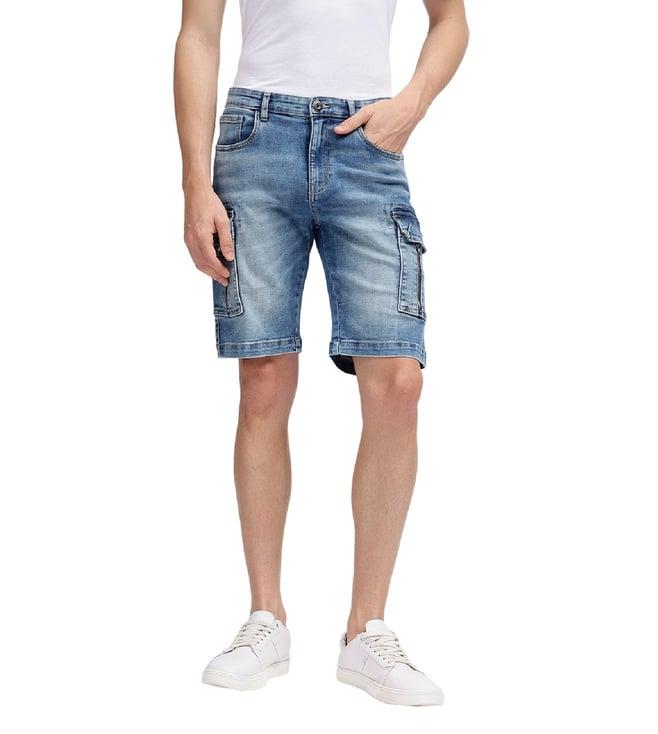 iconic blue washed regular fit shorts