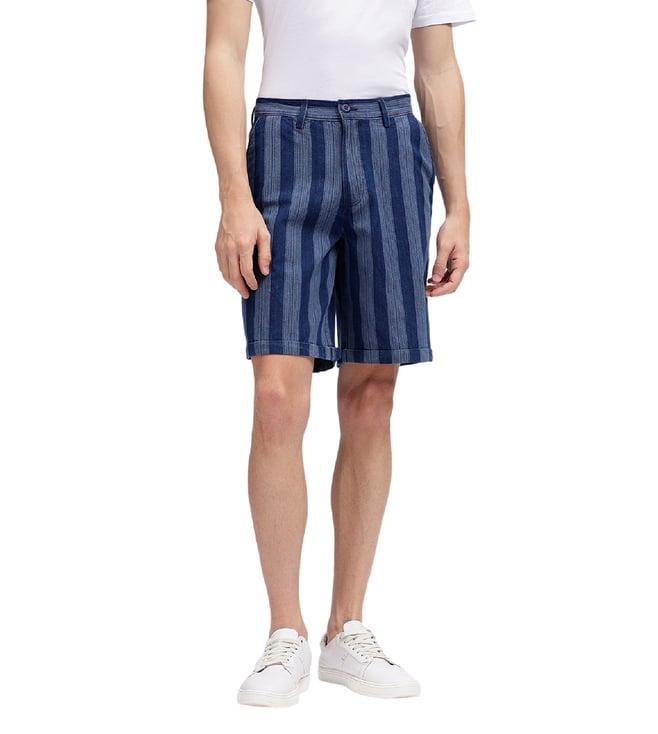 iconic navy striped regular fit shorts