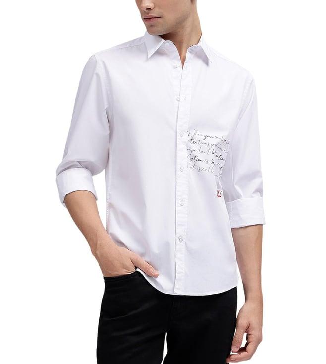 iconic white printed regular fit shirt