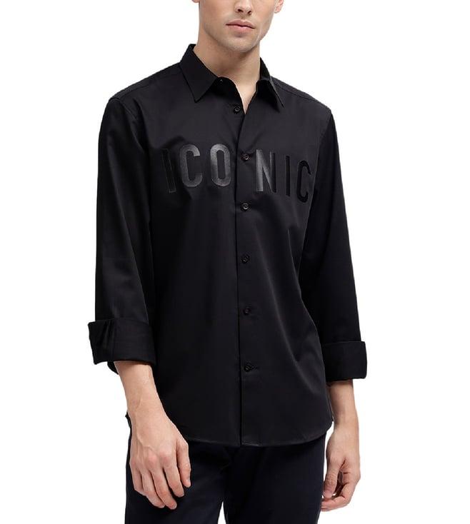 iconic black typography logo regular fit shirt