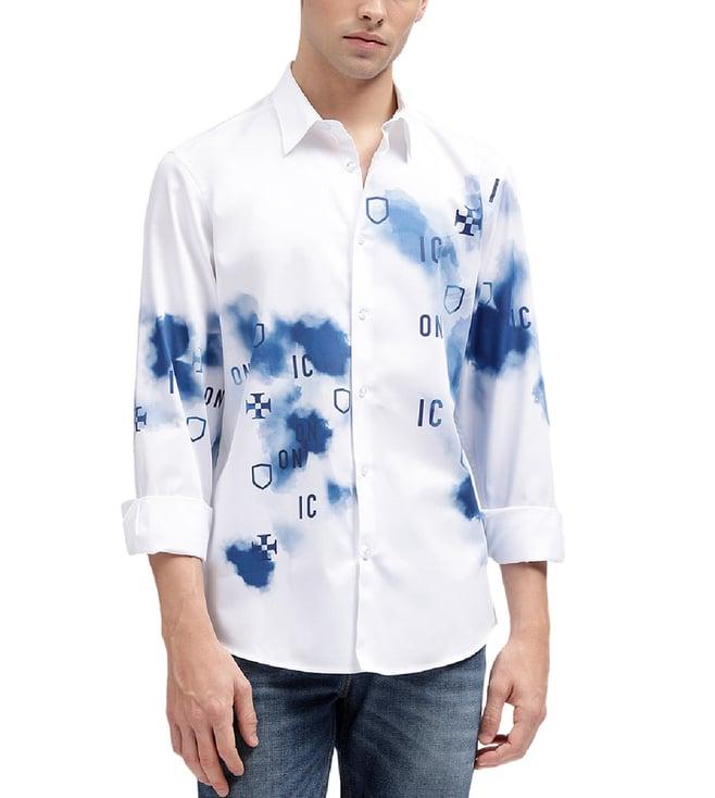 iconic white logo print regular fit shirt