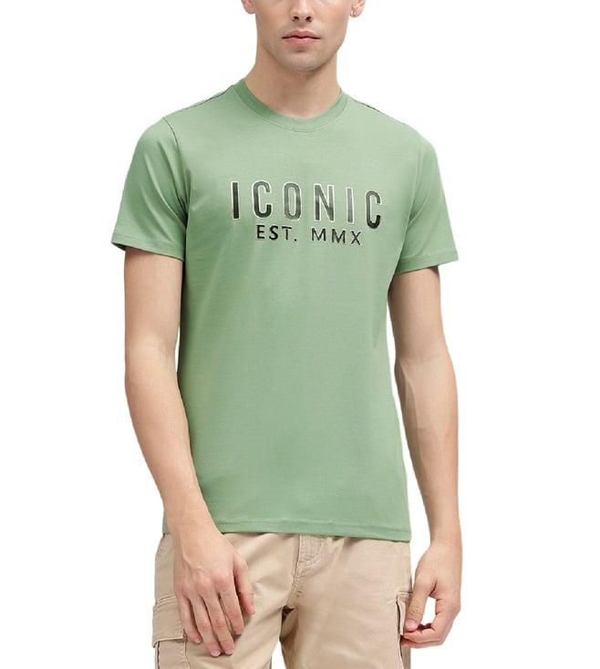 iconic green typography logo regular fit t-shirt