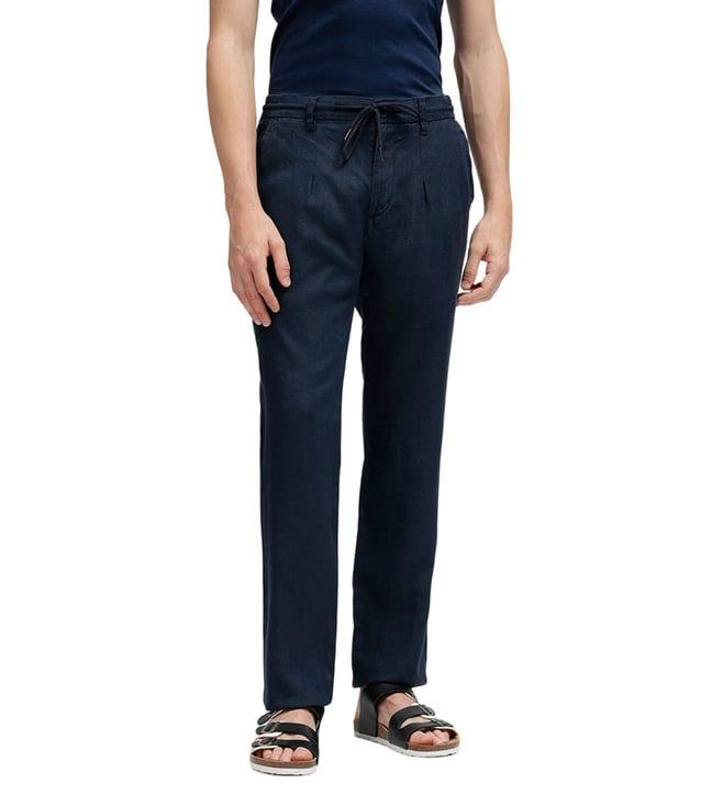 bruun & stengade navy slim fit drawstring trousers