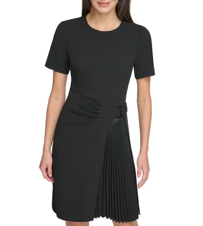 dkny black flare fit dress