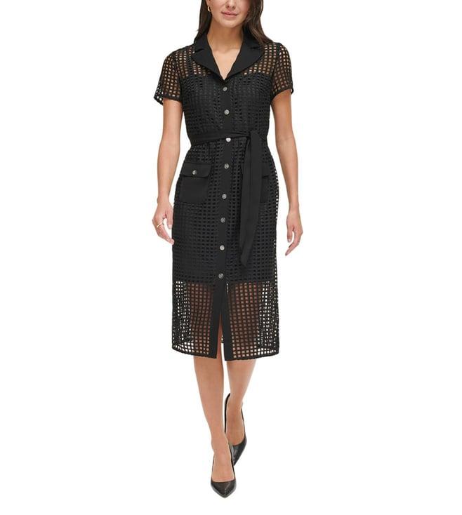 dkny black regular fit dress