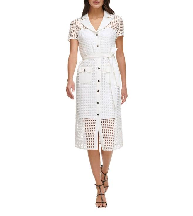 dkny white regular fit dress