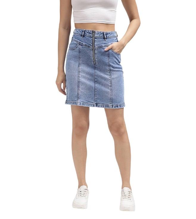 iconic blue cut & sew regular fit skirt