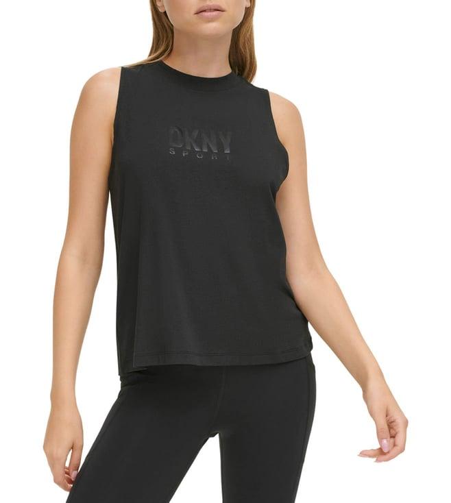 dkny black logo flare fit tank top