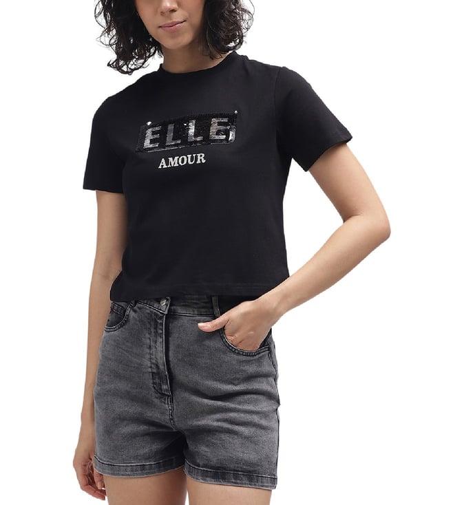 elle black logo relaxed fit t-shirt