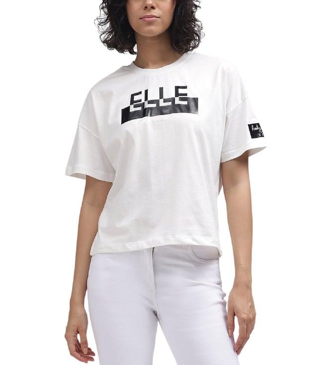 elle white logo boxy fit t-shirt