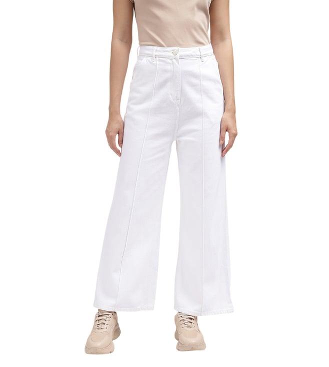 elle flare white mid rise jeans