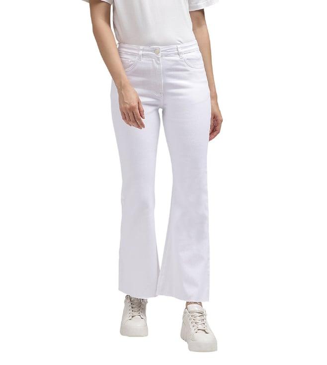 elle flare off white mid rise jeans