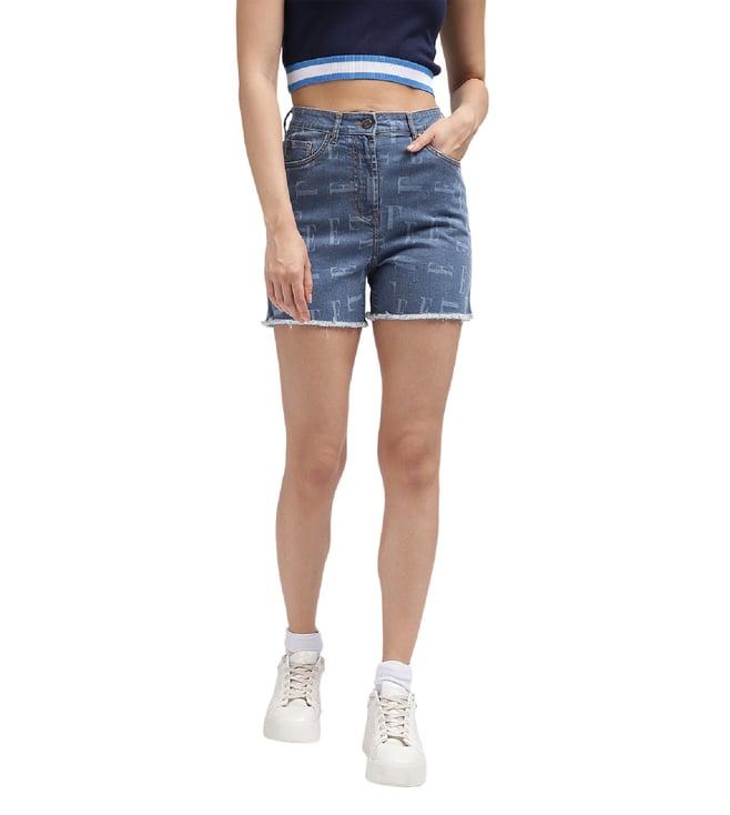 elle blue logo relaxed fit shorts