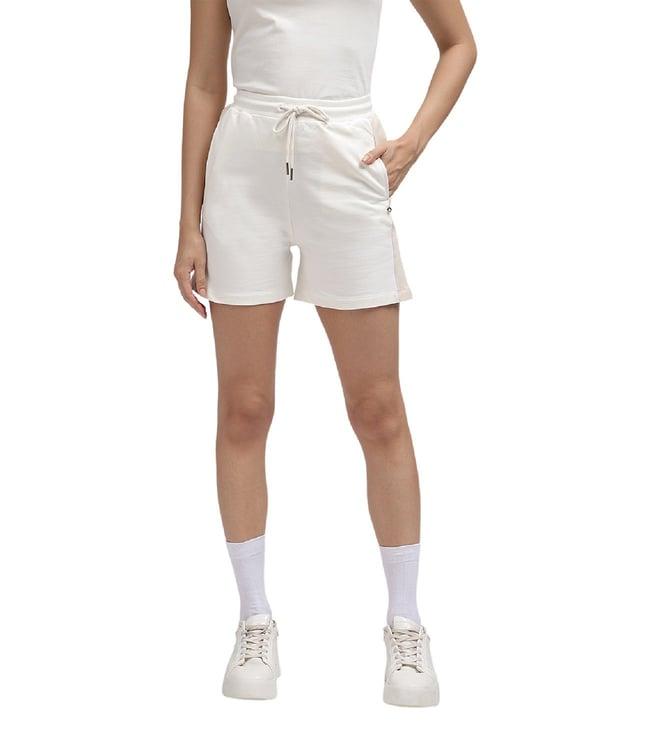 iconic white colourblocked regular fit shorts