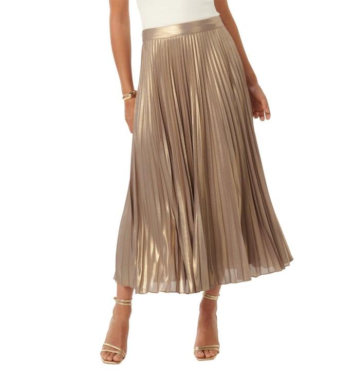 forever new soft gold estella regular fit pleated maxi skirt